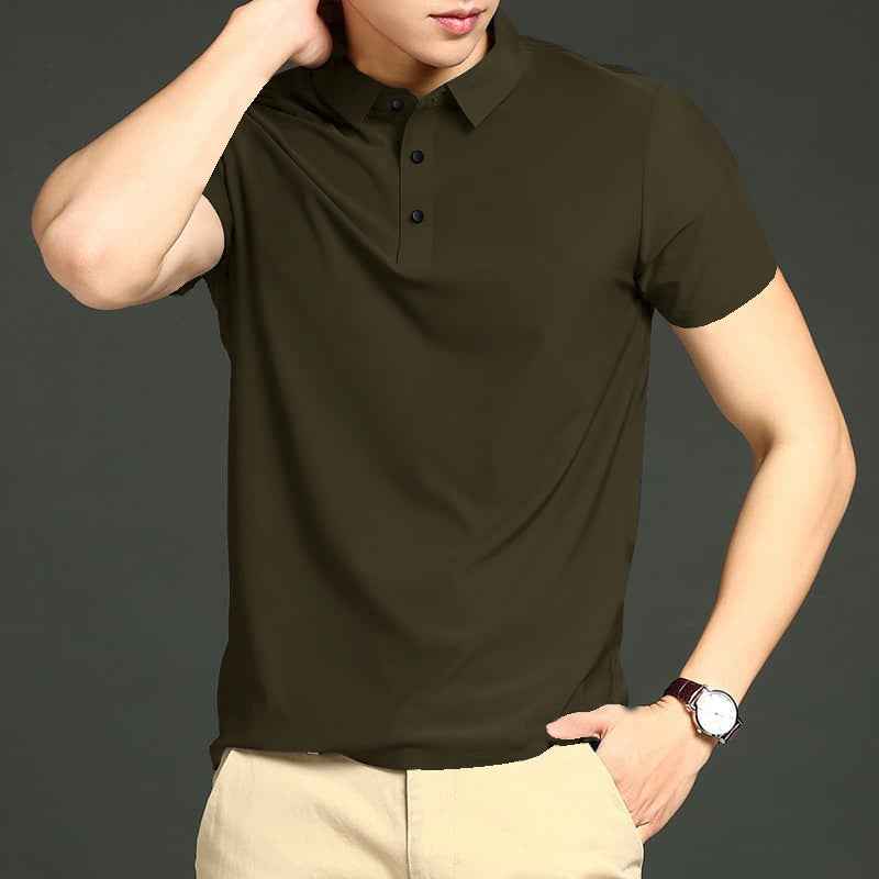 Men's Lv Imported Olive Green Seamless 4 Way Lycra Shirt