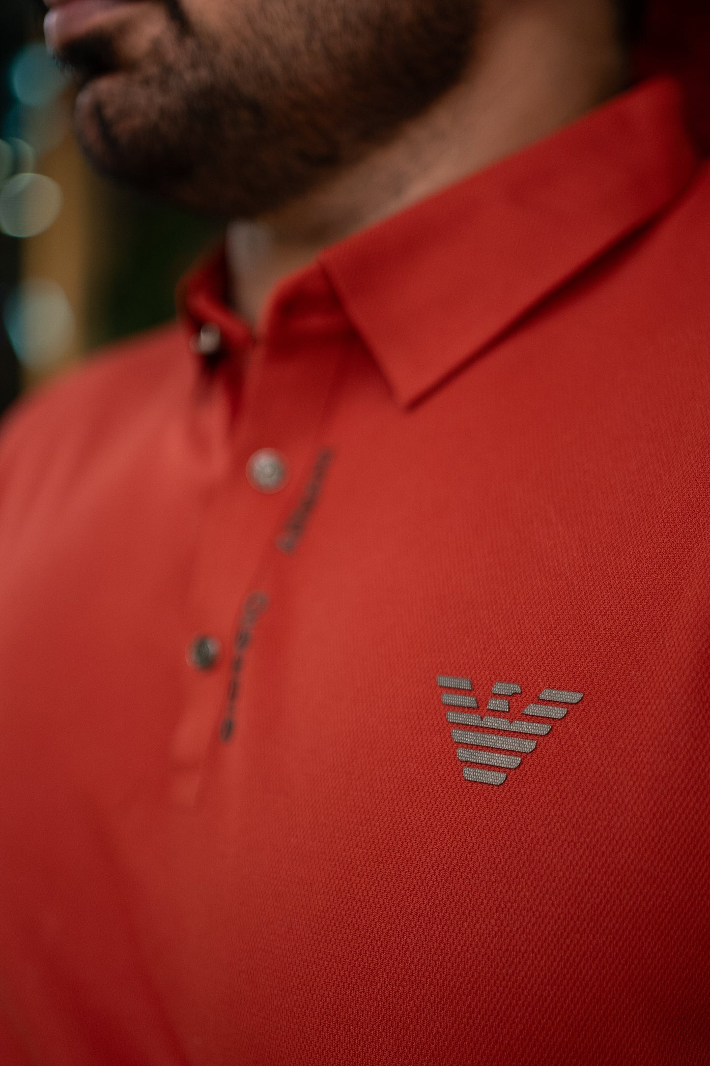 ITALIAN Textured Stitch-less POLO Shirt LVPS-011 CARROT RED