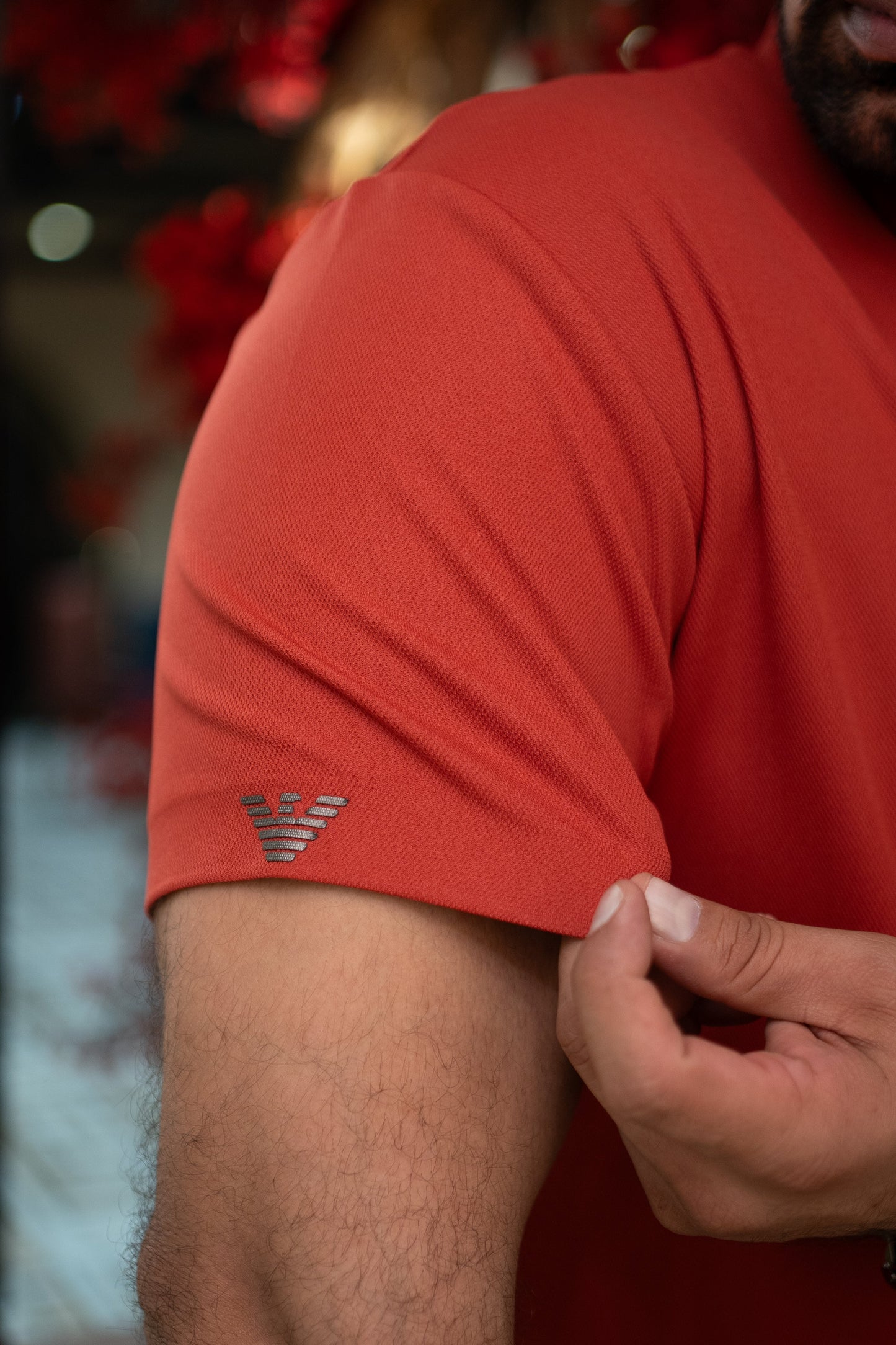 ITALIAN Textured Stitch-less POLO Shirt LVPS-011 CARROT RED