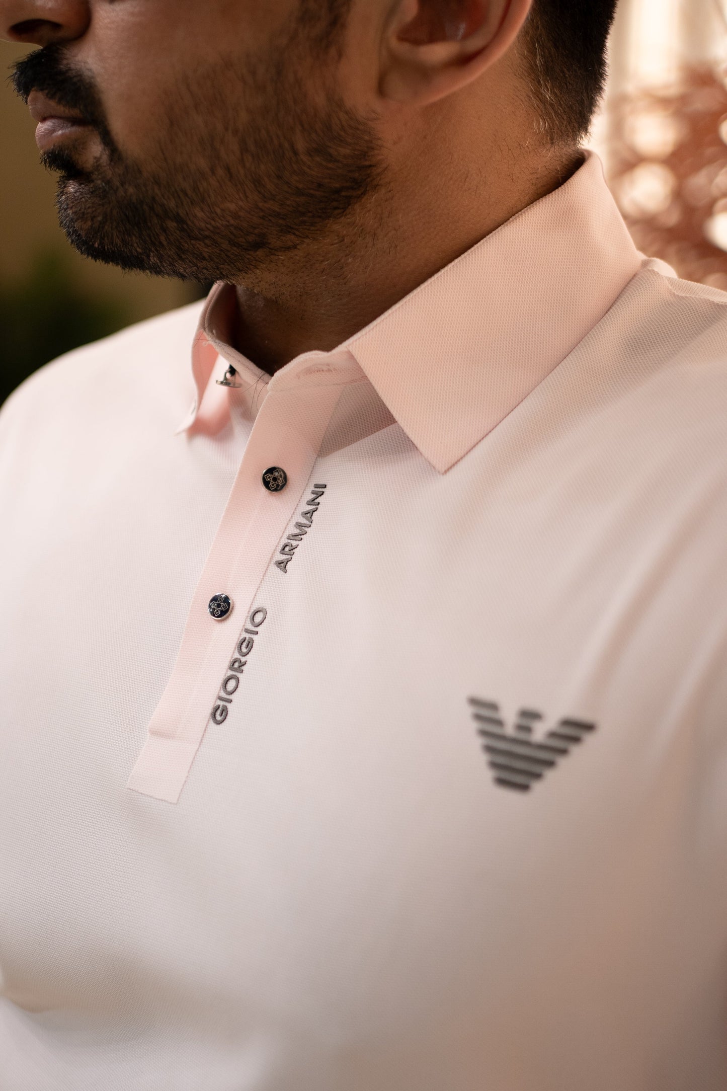 ITALIAN Textured Stitch-less POLO Shirt LVPS-013 BABY PINK