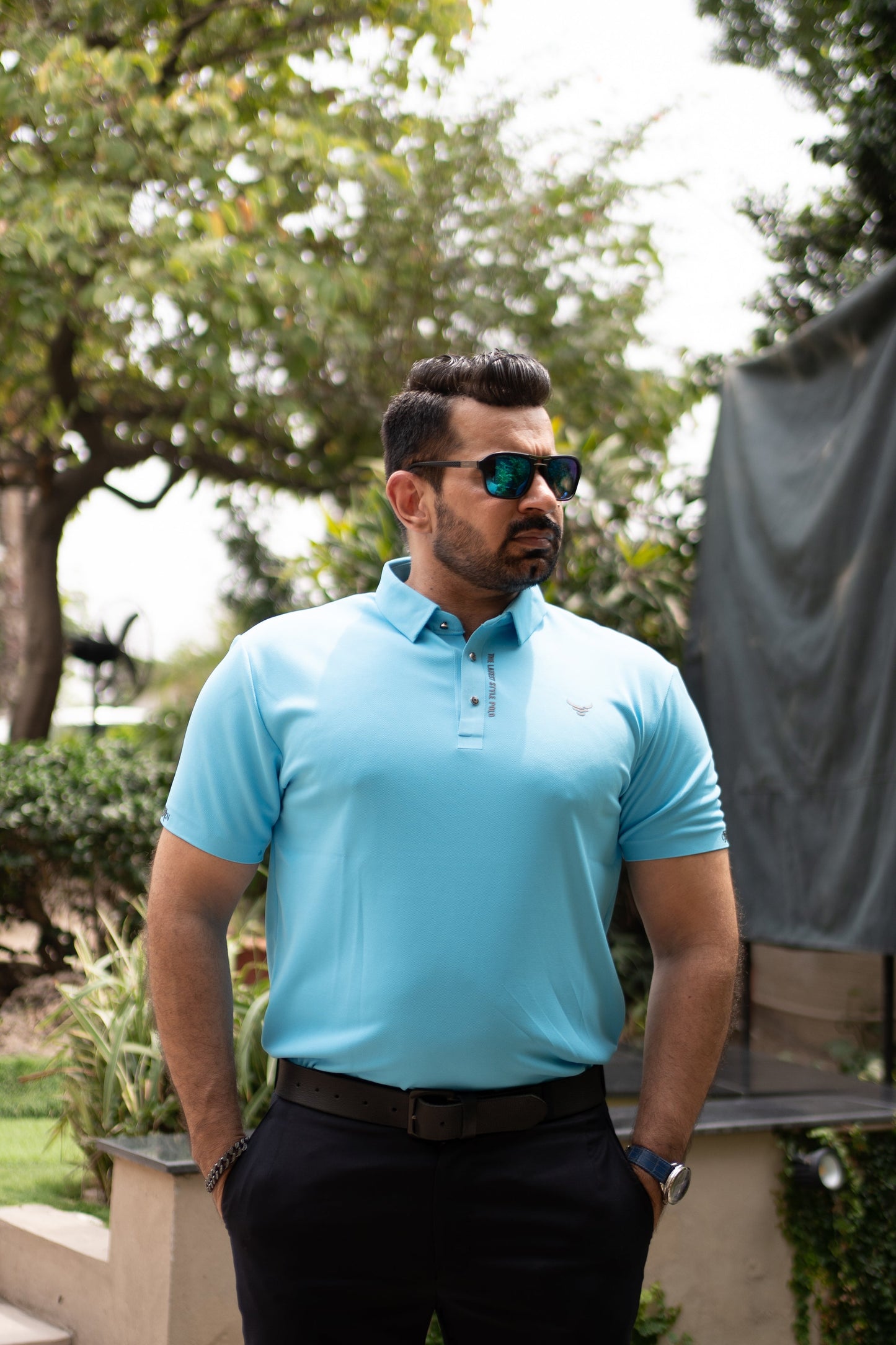 ITALIAN Textured Stitch-less POLO Shirt LVPS-DARK SKY