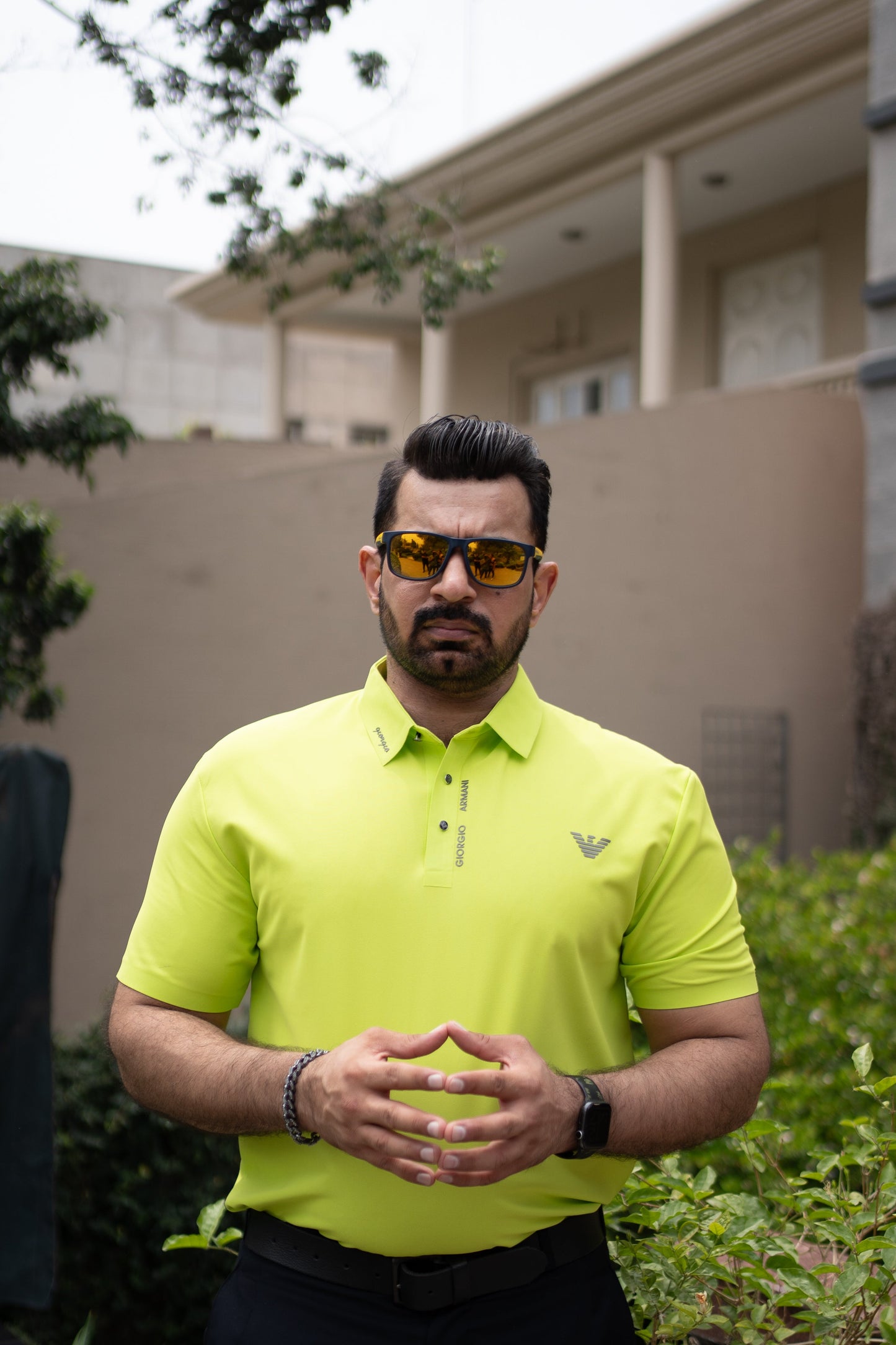ITALIAN Textured Stitch-less POLO Shirt LVPS-14 FLUORESCENT GREEN