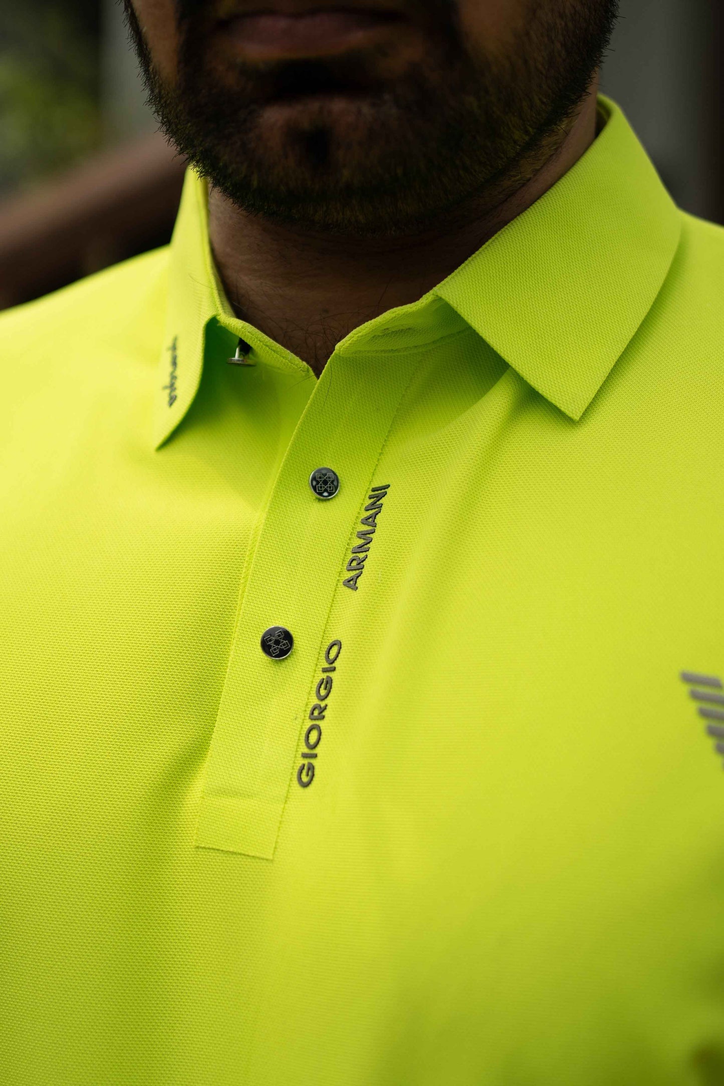 ITALIAN Textured Stitch-less POLO Shirt LVPS-14 FLUORESCENT GREEN