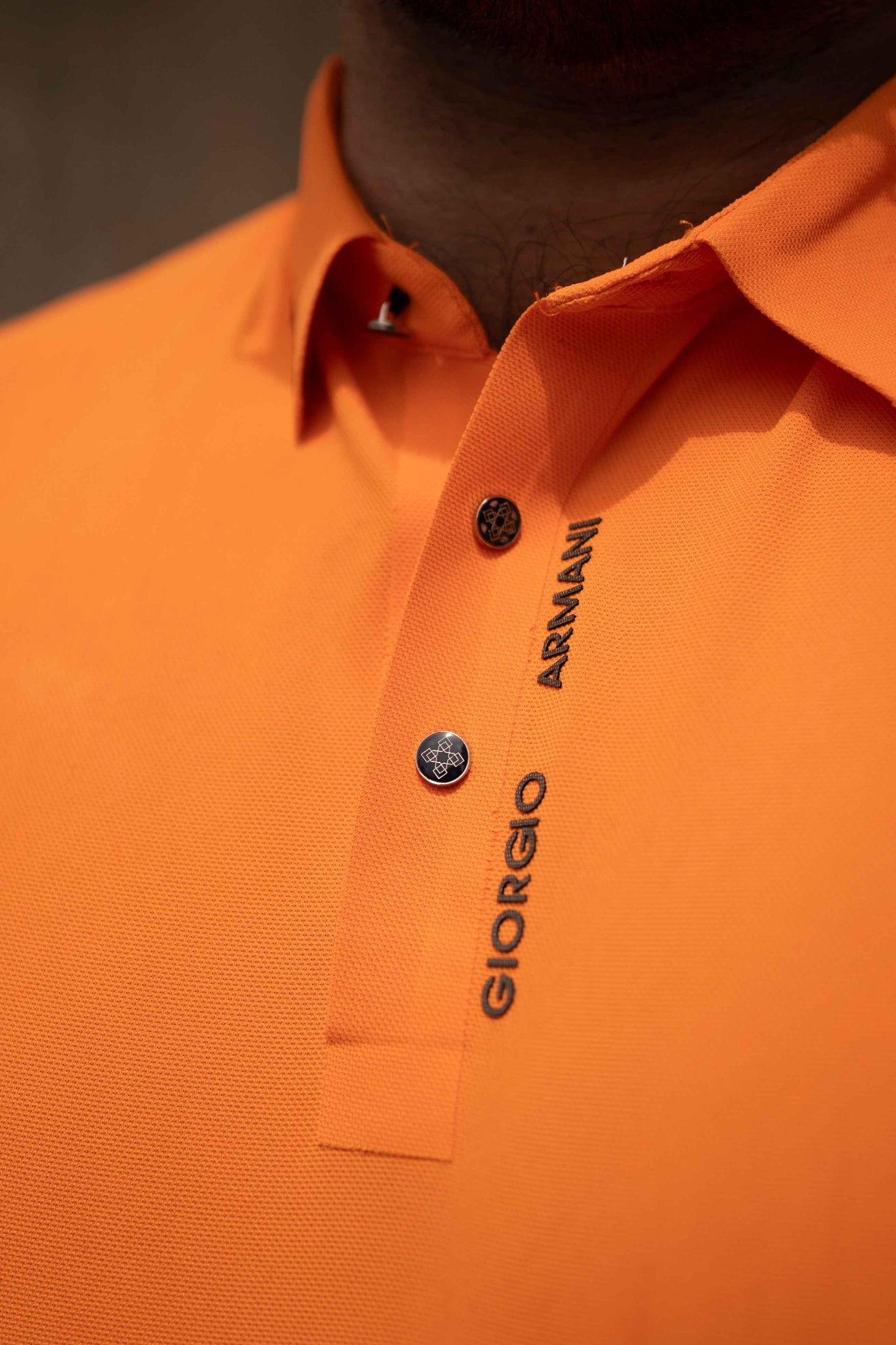 ITALIAN Textured Stitch-less POLO Shirt LVPS ACTIVE ORANGE