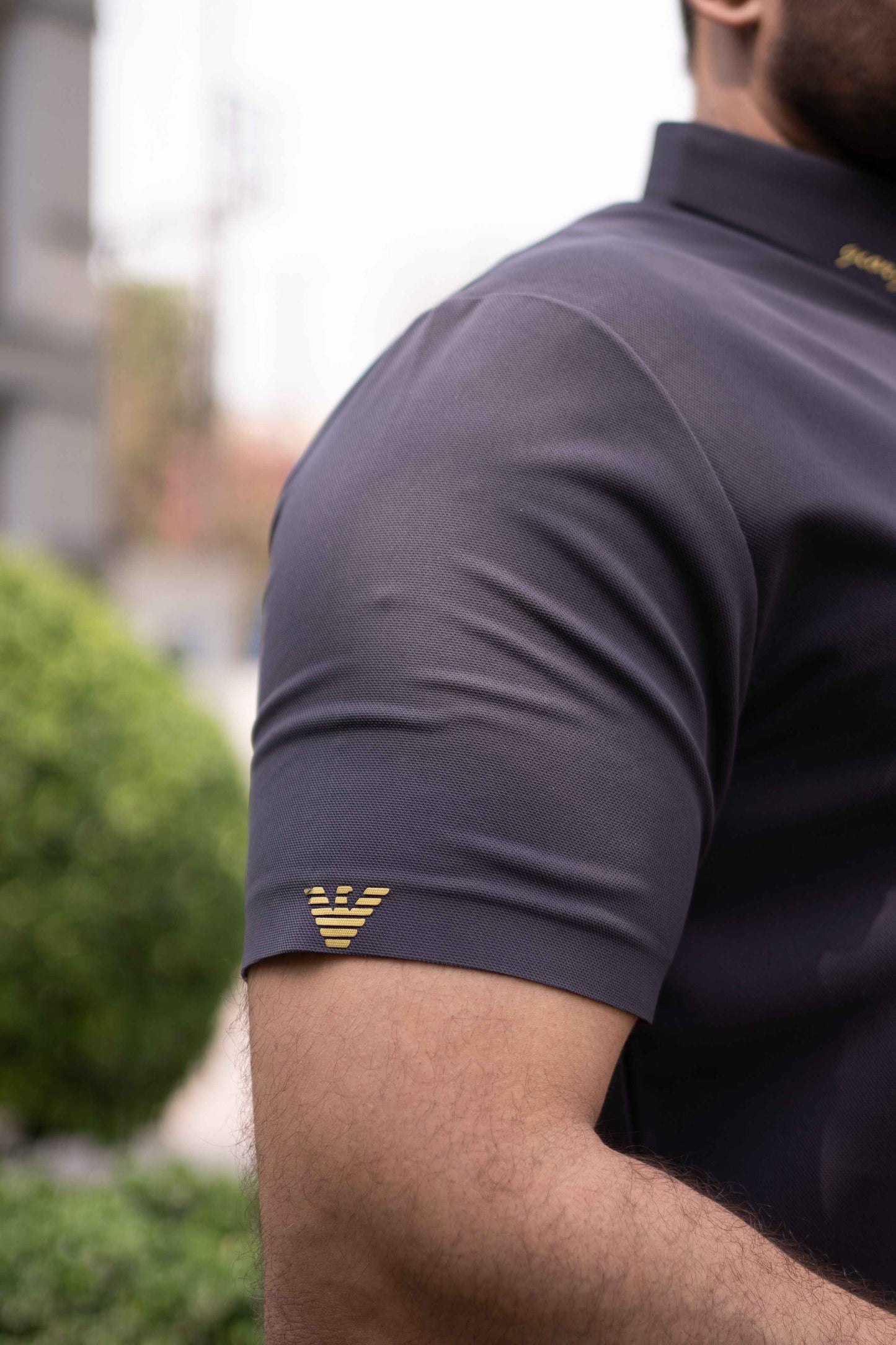 ITALIAN Textured Stitch-less POLO Shirt LVPS CHARCOAL GRAY