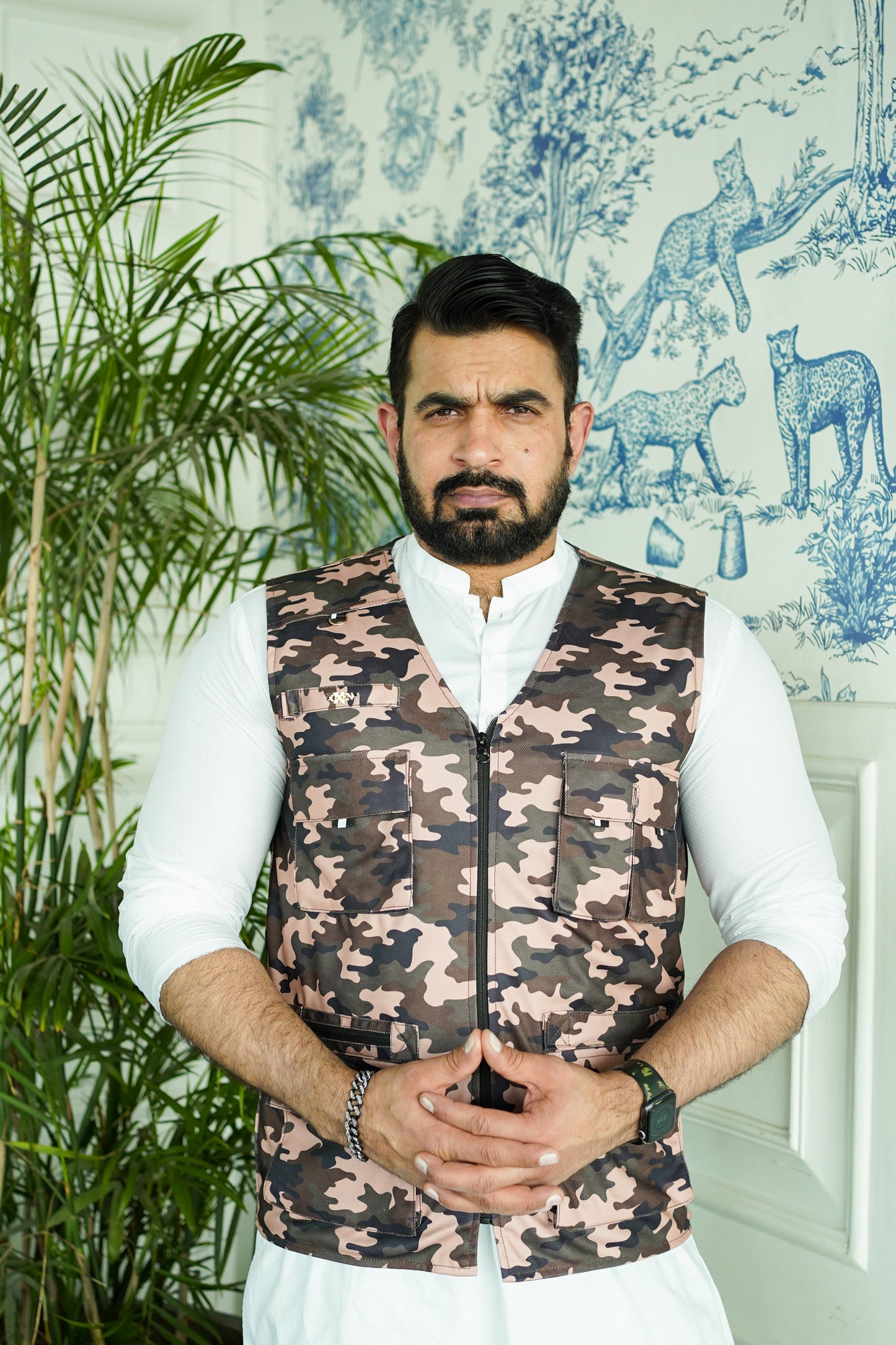 Premium Italian Textured fabrics Brown Camouflage Sidu Four Pocket Jacket SDJkt-22