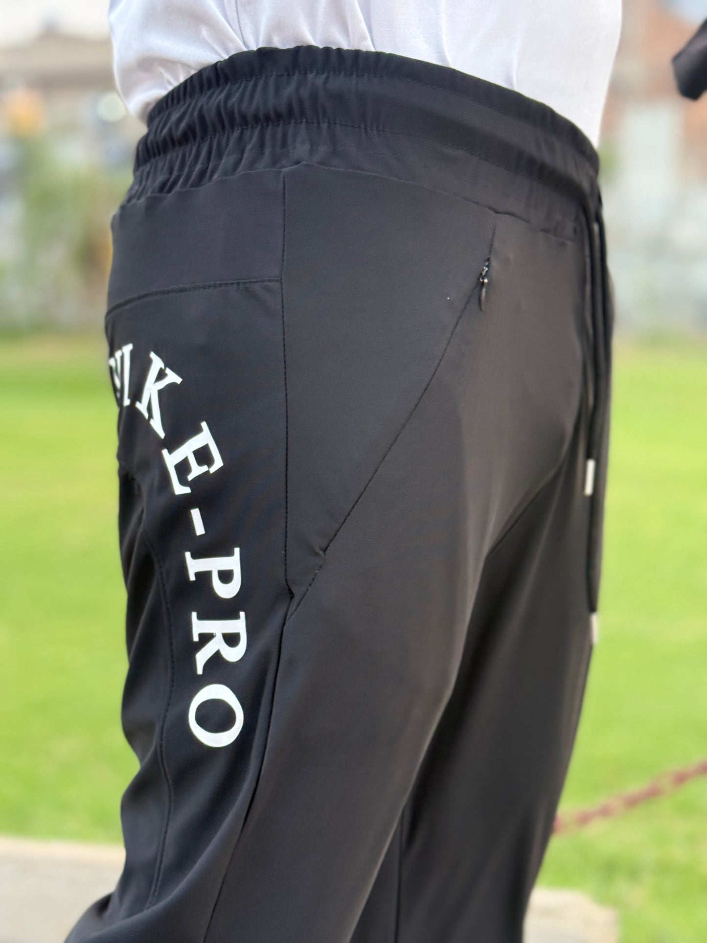 Premium Black Nike Pro Round Print Men's 4 way Stretch-able Lycra Trousers