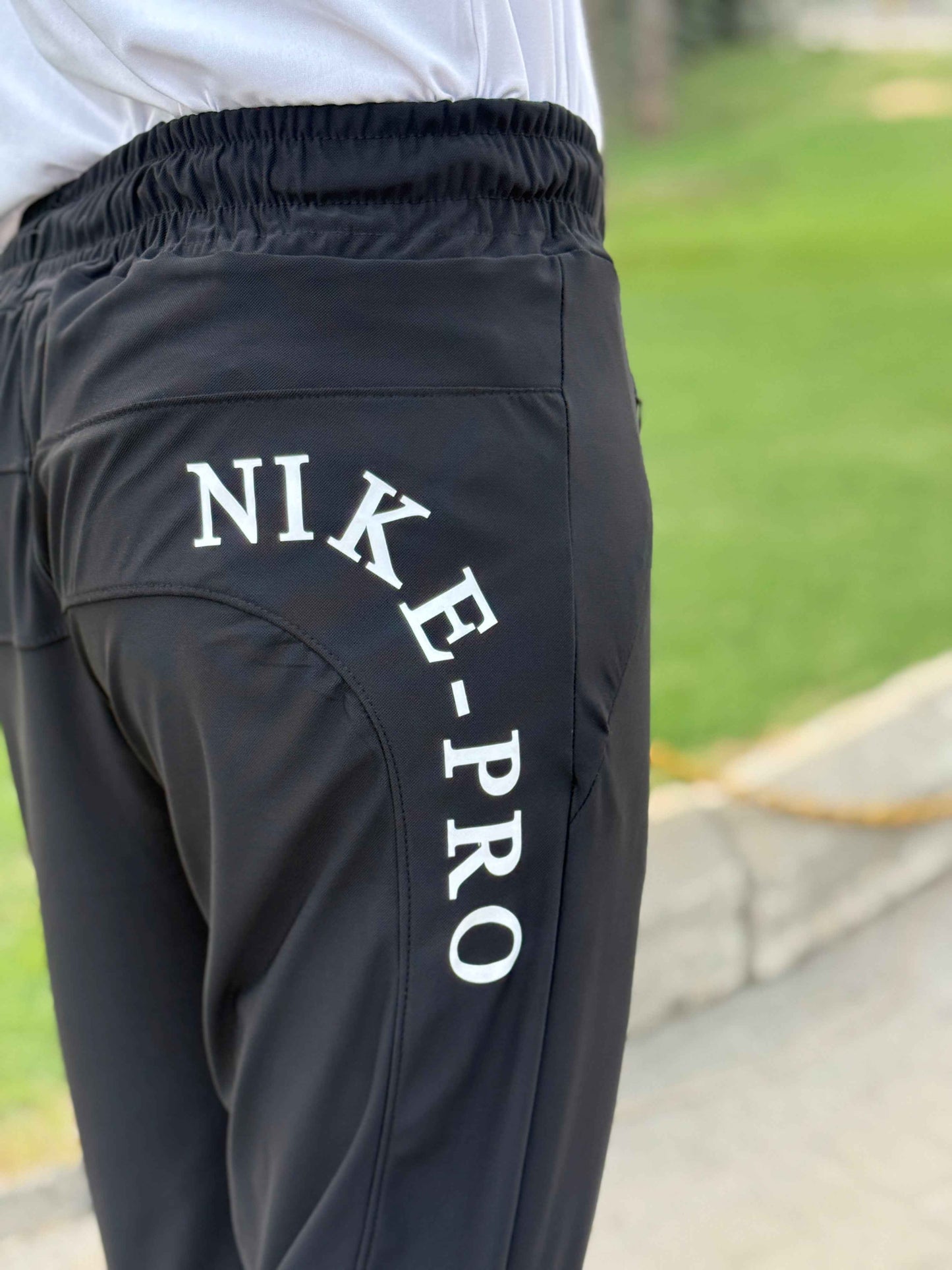 Premium Black Nike Pro Round Print Men's 4 way Stretch-able Lycra Trousers