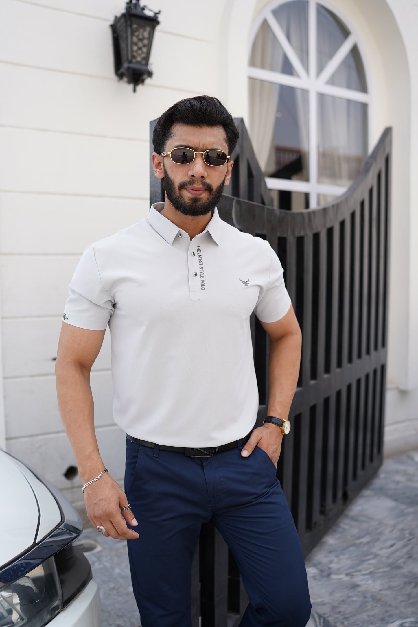 Italian textured seam less Polo Shirts OXT # 12 light gray