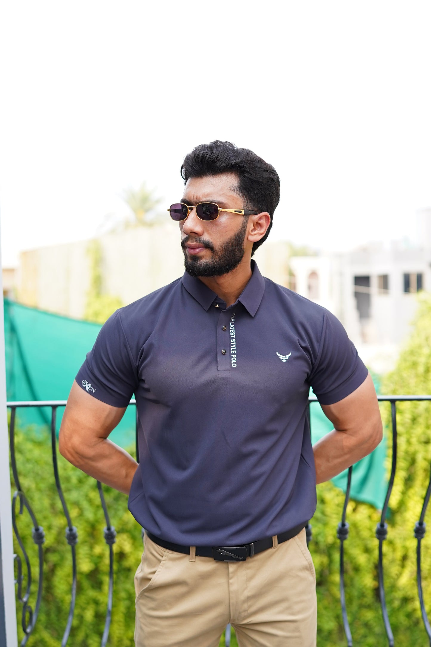 Italian textured seam less Polo Shirts OXT # 10 Grey
