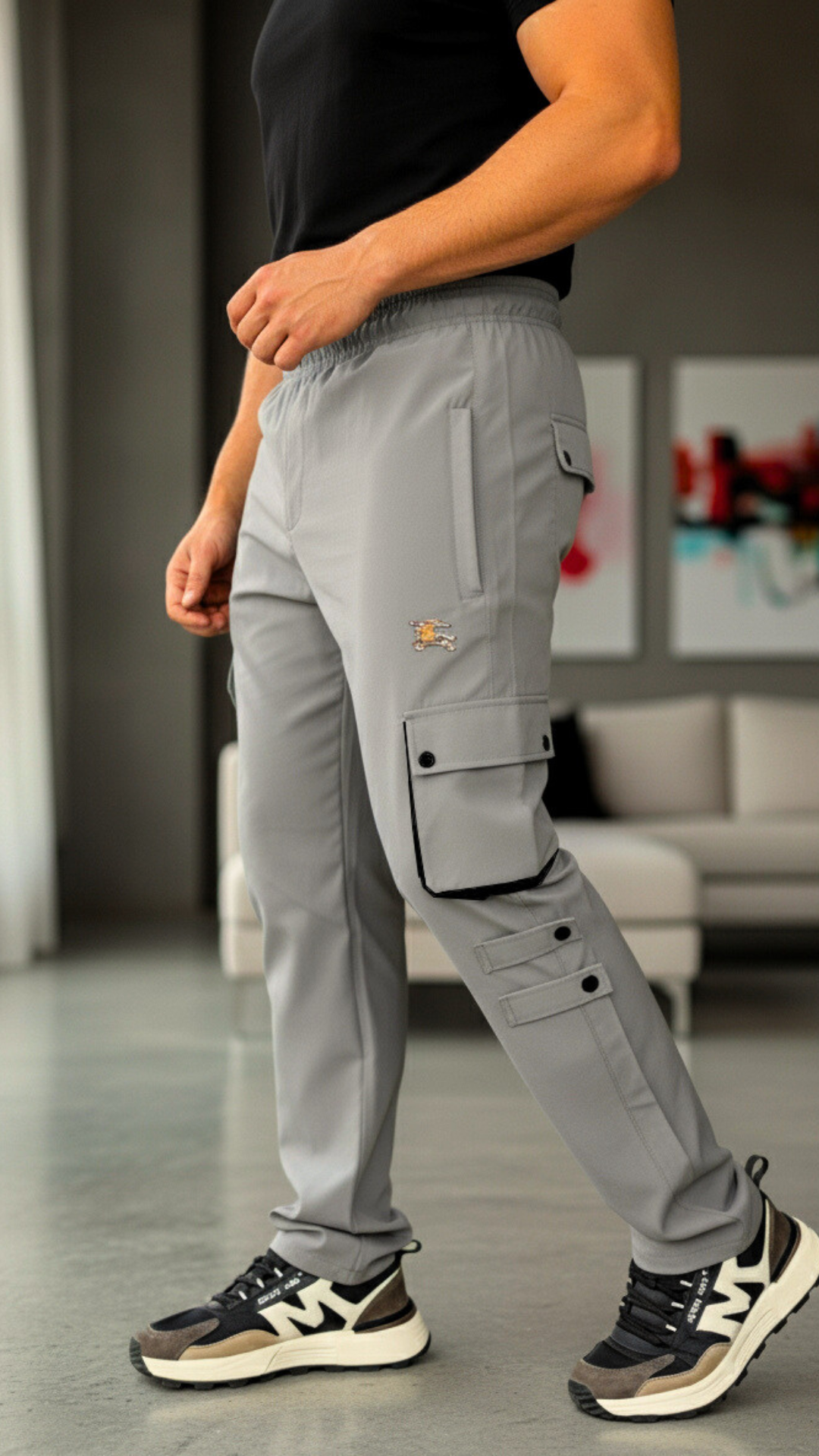 Imported Light Gray Micro Relaxed Fit 6 Pocket Cargo