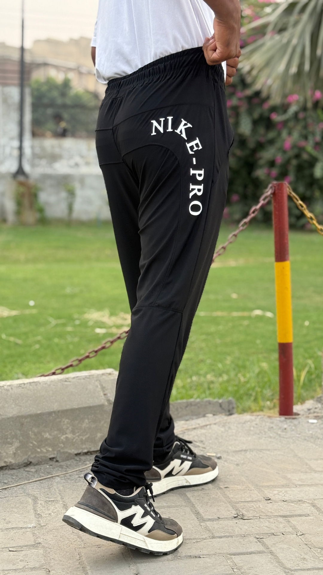 Premium Black Nike Pro Round Print Men's 4 way Stretch-able Lycra Trousers