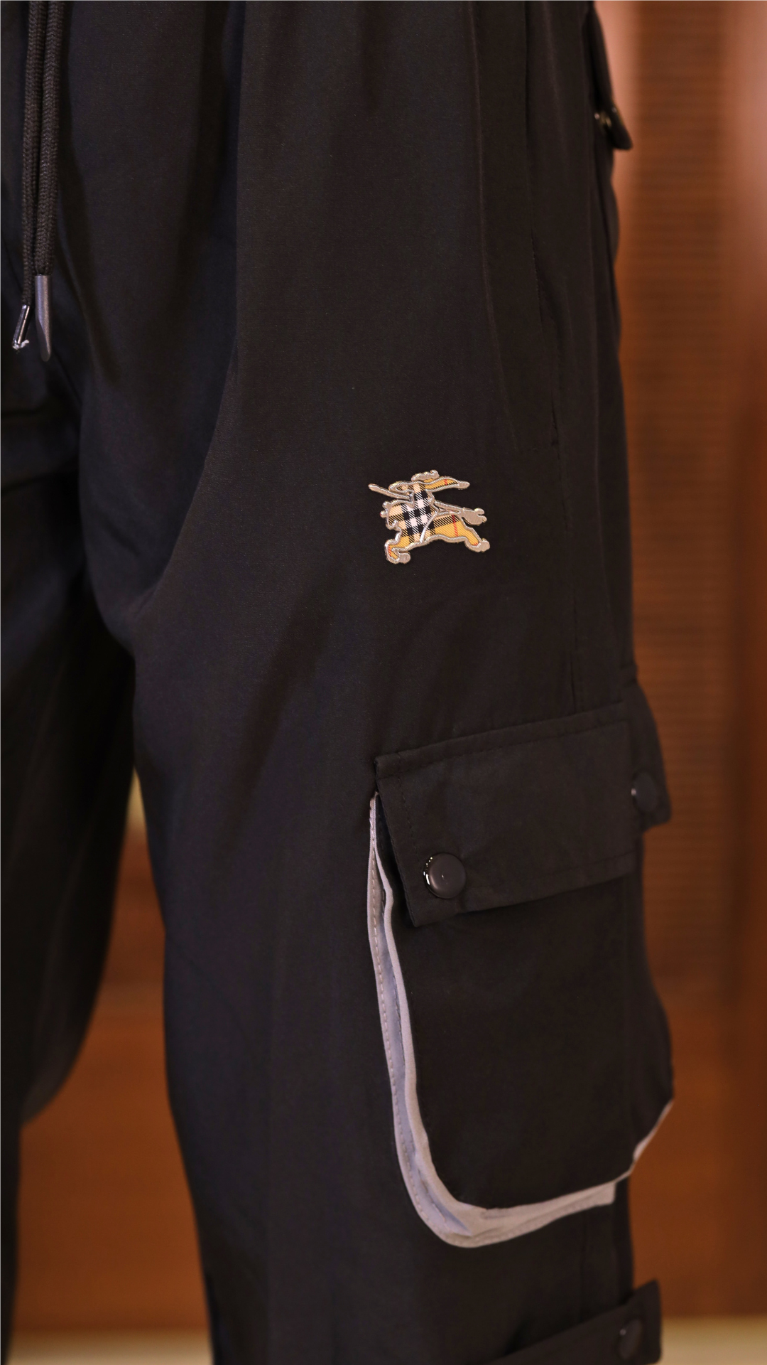 Imported Black Micro Relaxed Fit 6 Pocket Cargo