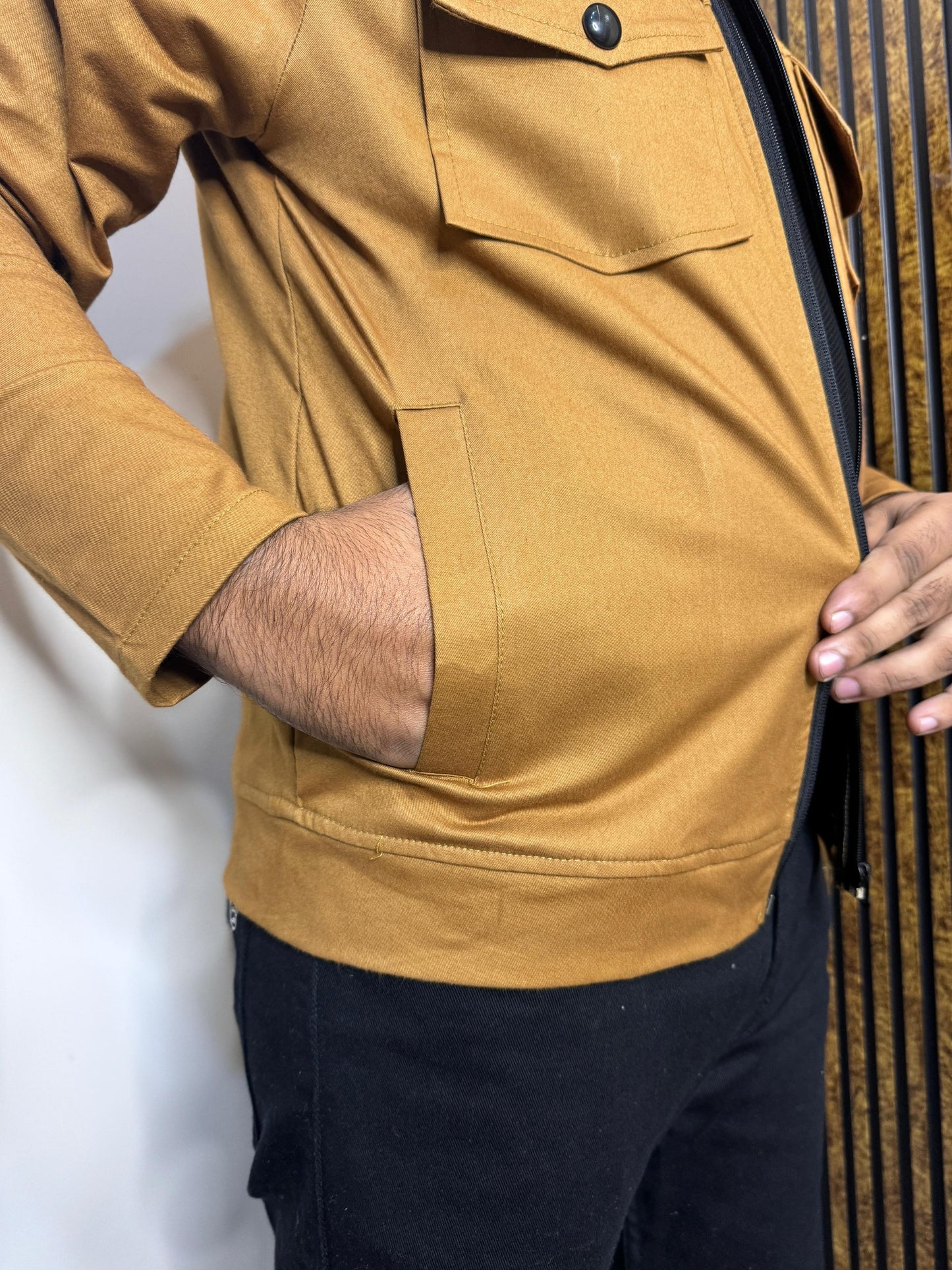 Premium Full Sleeves Cotton Jeans Mustard Jacket LV#FCJ01