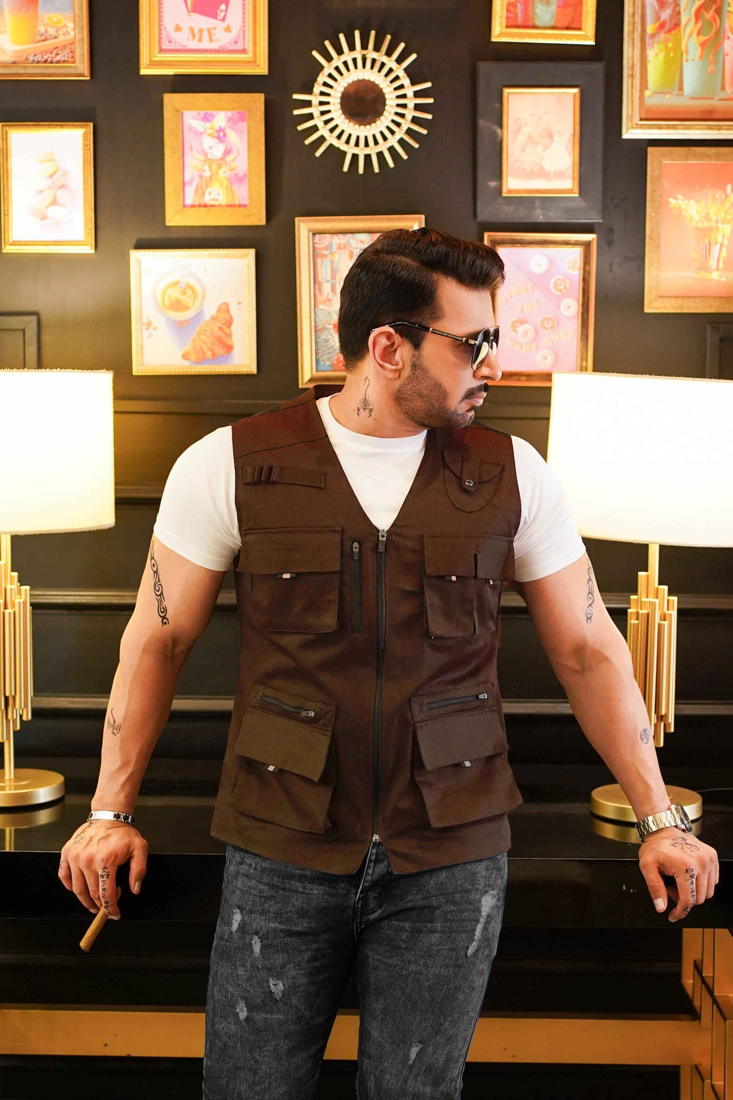 Premium Twill Cotton jeans Sidu Four Pocket Jacket Chocolate