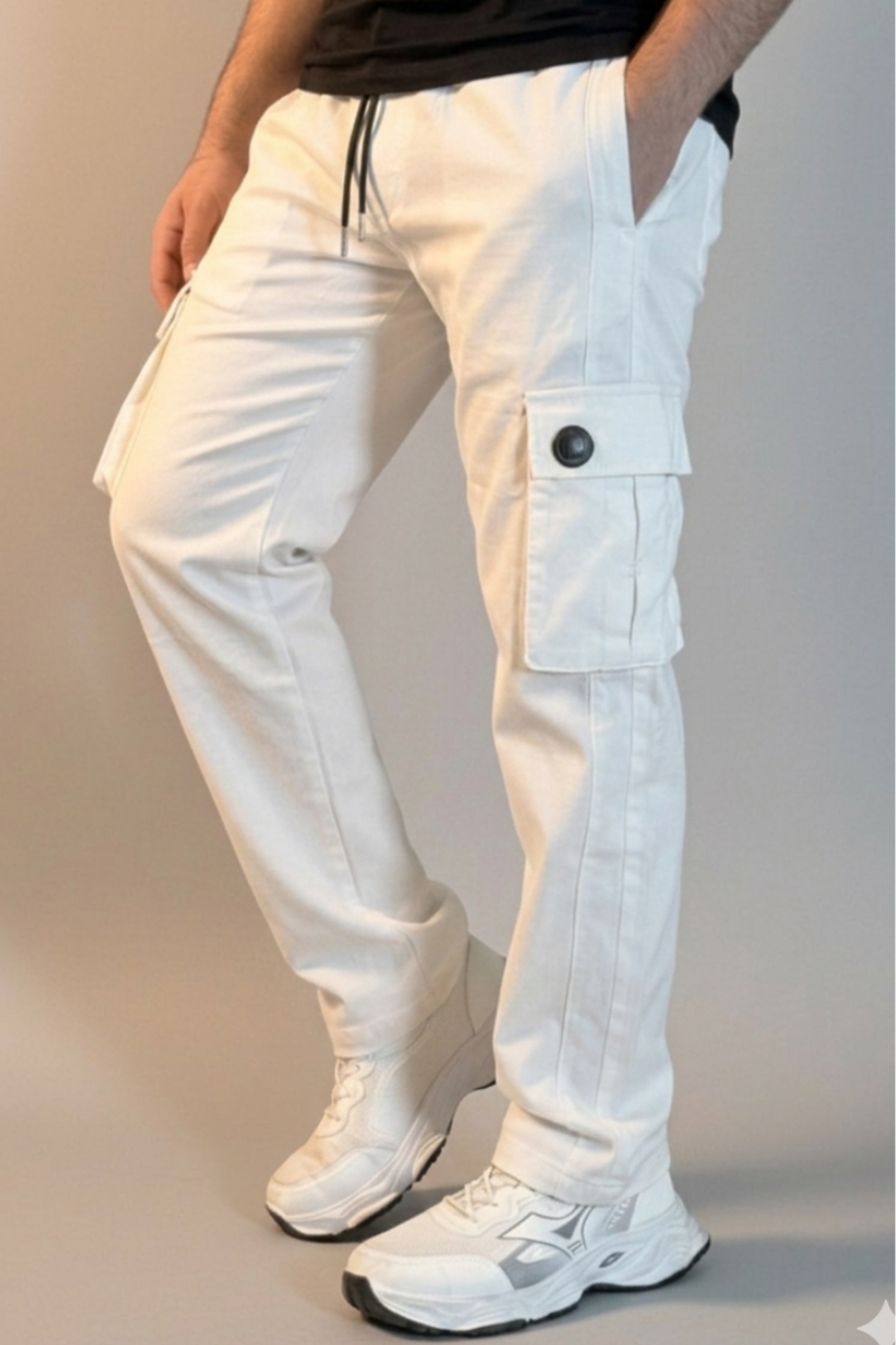 Stylish Premium off white 6 Pocket Cargo Trouser