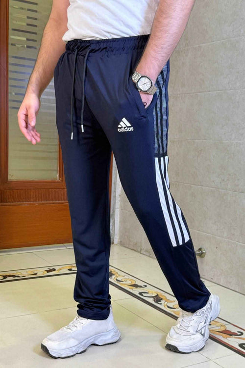 Mens Imported 4 way Lycra 2 Striped Net ADDS Blue Trouser