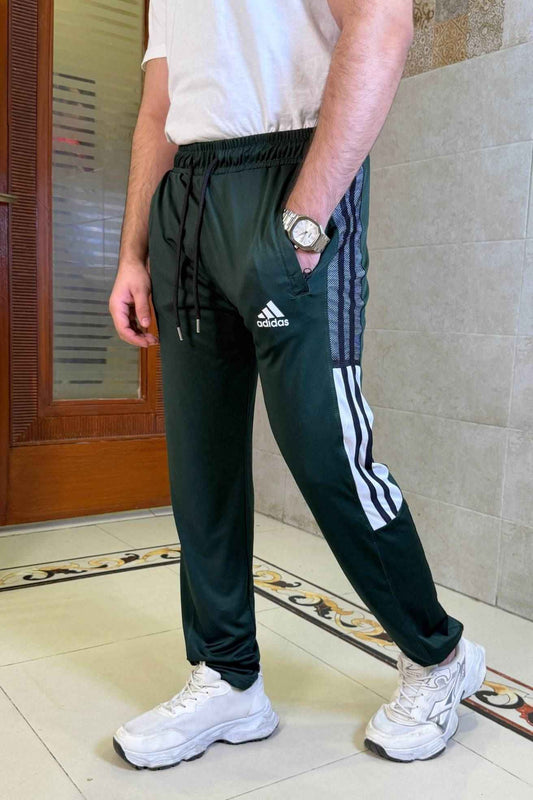 Mens Imported 4 way Lycra 2 Striped Net ADDS Green Trouser