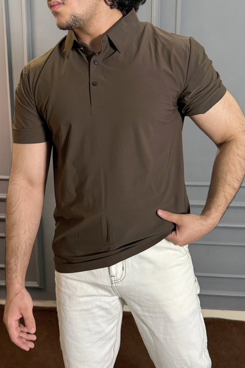 Super Light Seamless Micro-Texture Brown Polo