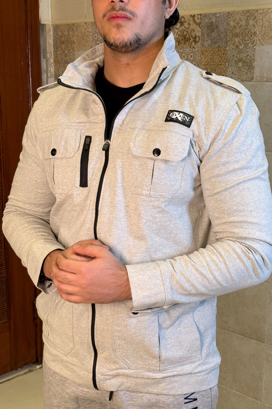 Premium Four Pocket Full Sleeve Haider Grey Jacket # 06