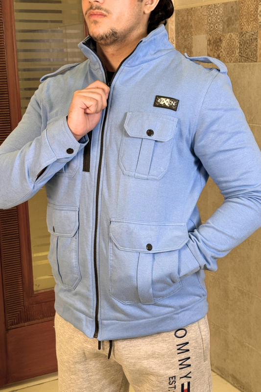 Premium Four Pocket Full Sleeve Sky Blue Jacket # 02