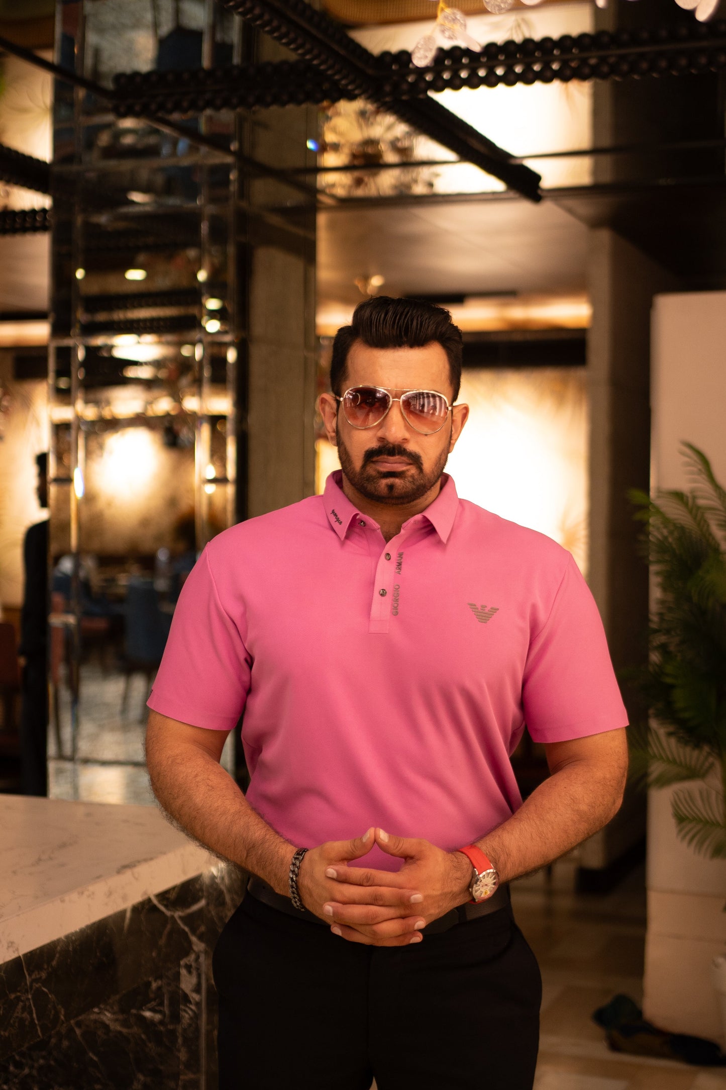 ITALIAN Textured Stitch-less POLO Shirt LVPS-07 PINK