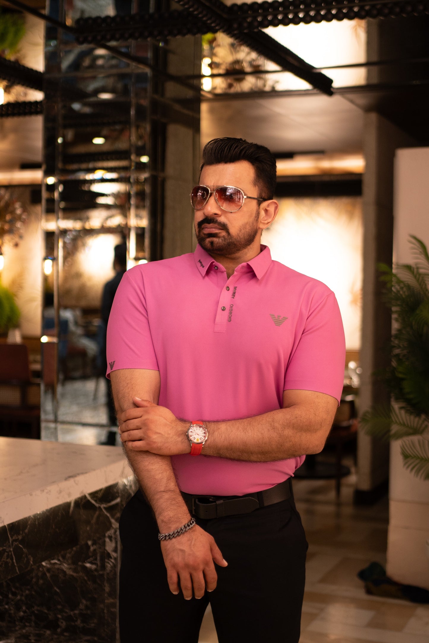ITALIAN Textured Stitch-less POLO Shirt LVPS-07 PINK