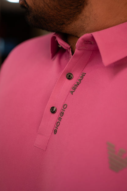 ITALIAN Textured Stitch-less POLO Shirt LVPS-07 PINK