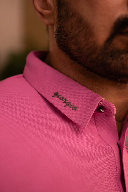 ITALIAN Textured Stitch-less POLO Shirt LVPS-07 PINK