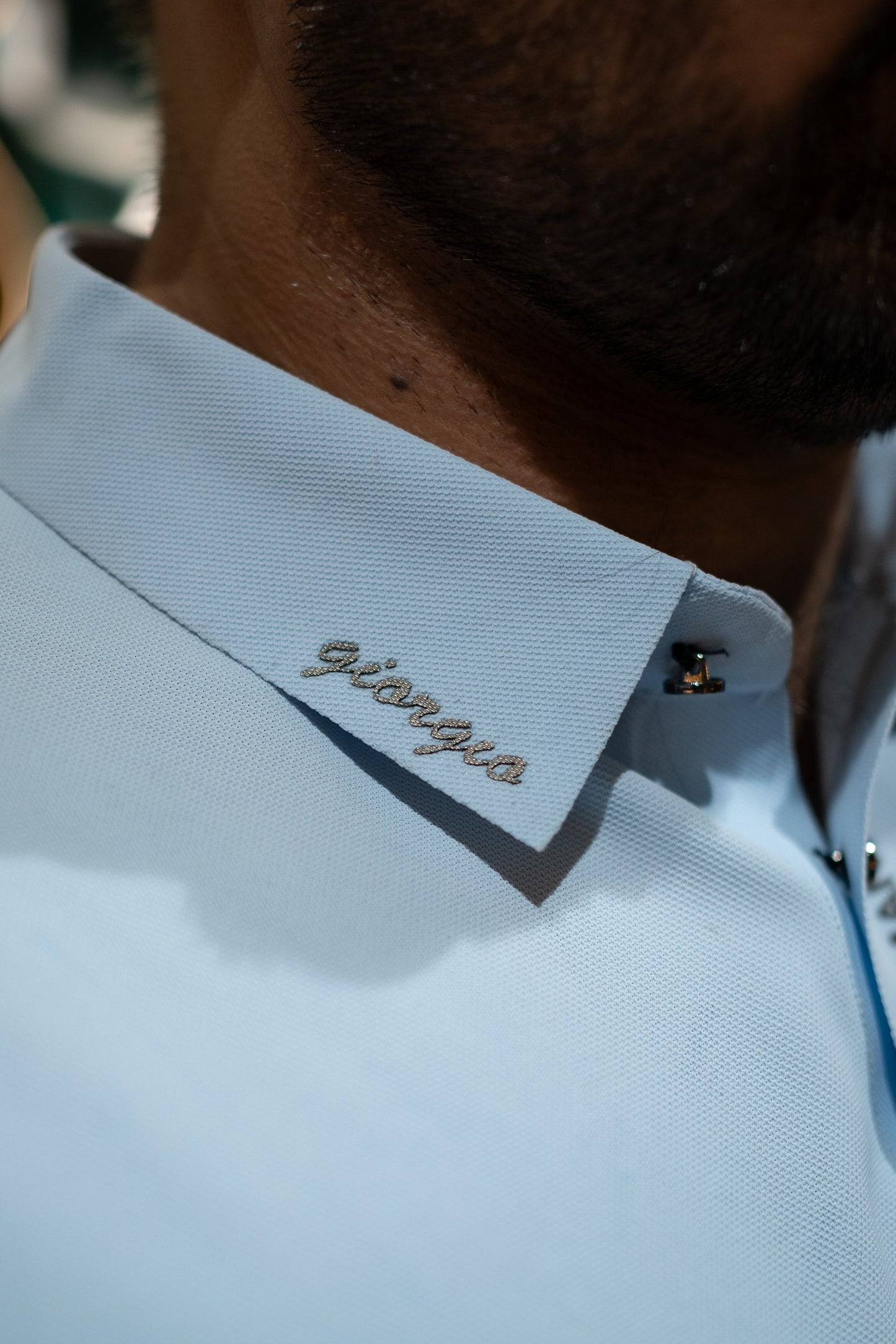 ITALIAN Textured Stitch-less POLO Shirt LVPS-04 LIGHT SKY BLUE
