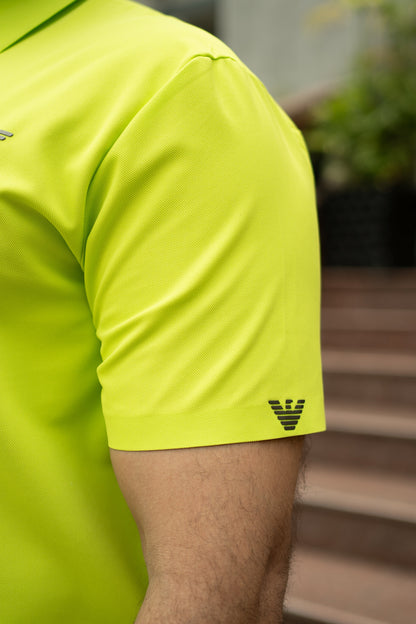ITALIAN Textured Stitch-less POLO Shirt LVPS-14 FLUORESCENT GREEN
