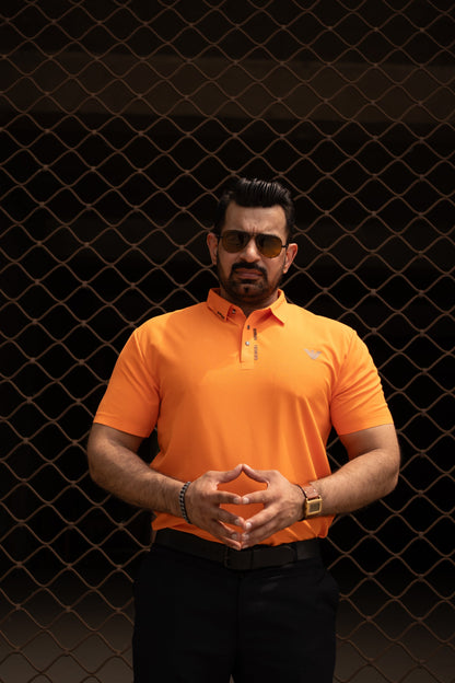 ITALIAN Textured Stitch-less POLO Shirt LVPS ACTIVE ORANGE