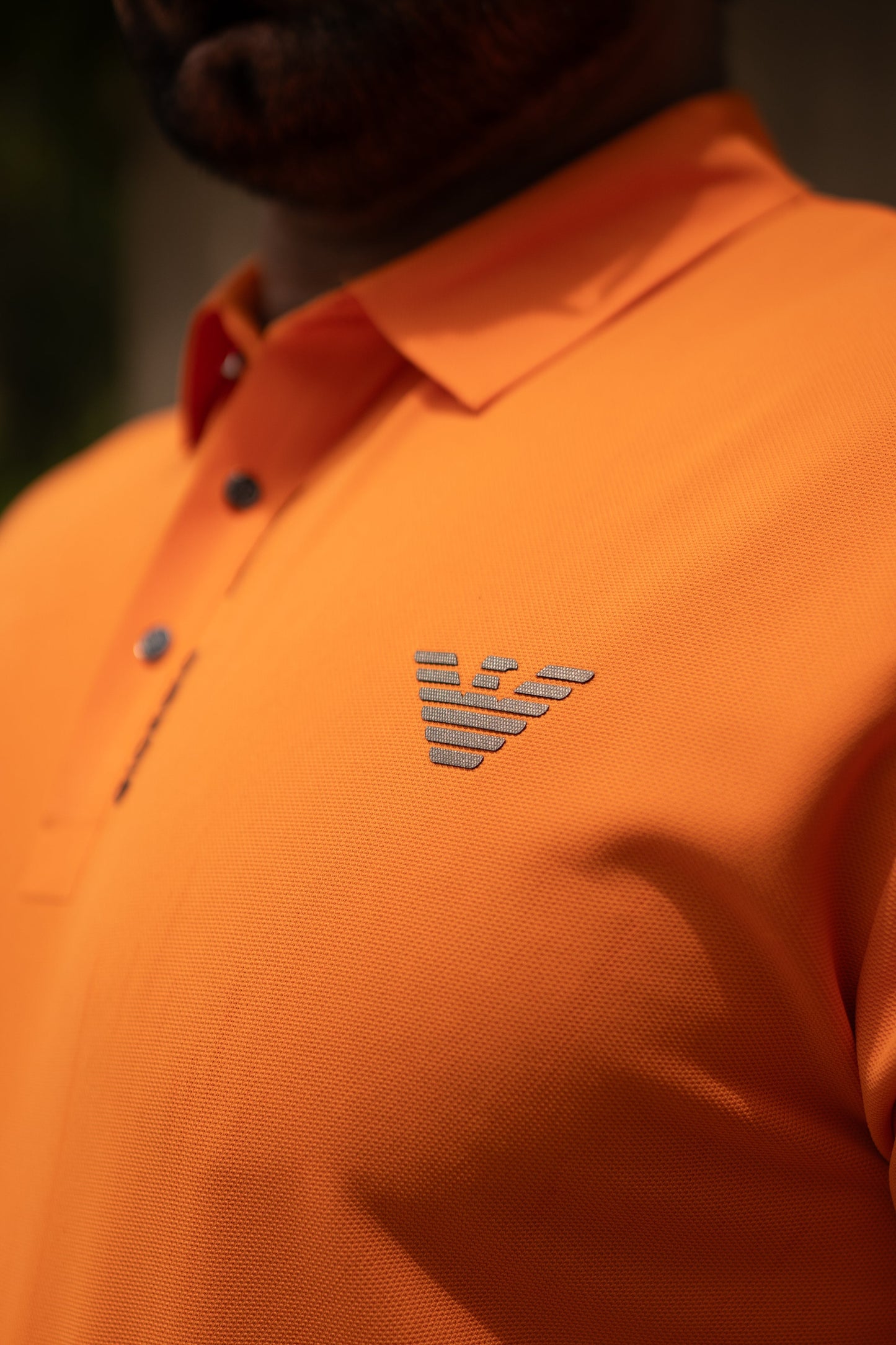 ITALIAN Textured Stitch-less POLO Shirt LVPS ACTIVE ORANGE