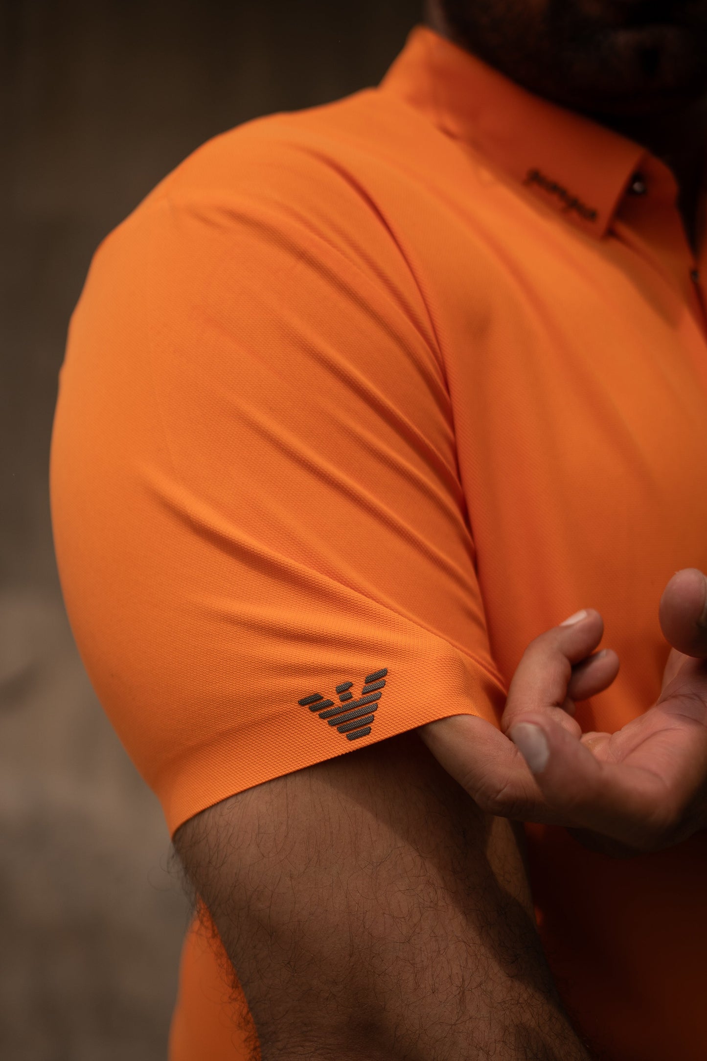 ITALIAN Textured Stitch-less POLO Shirt LVPS ACTIVE ORANGE