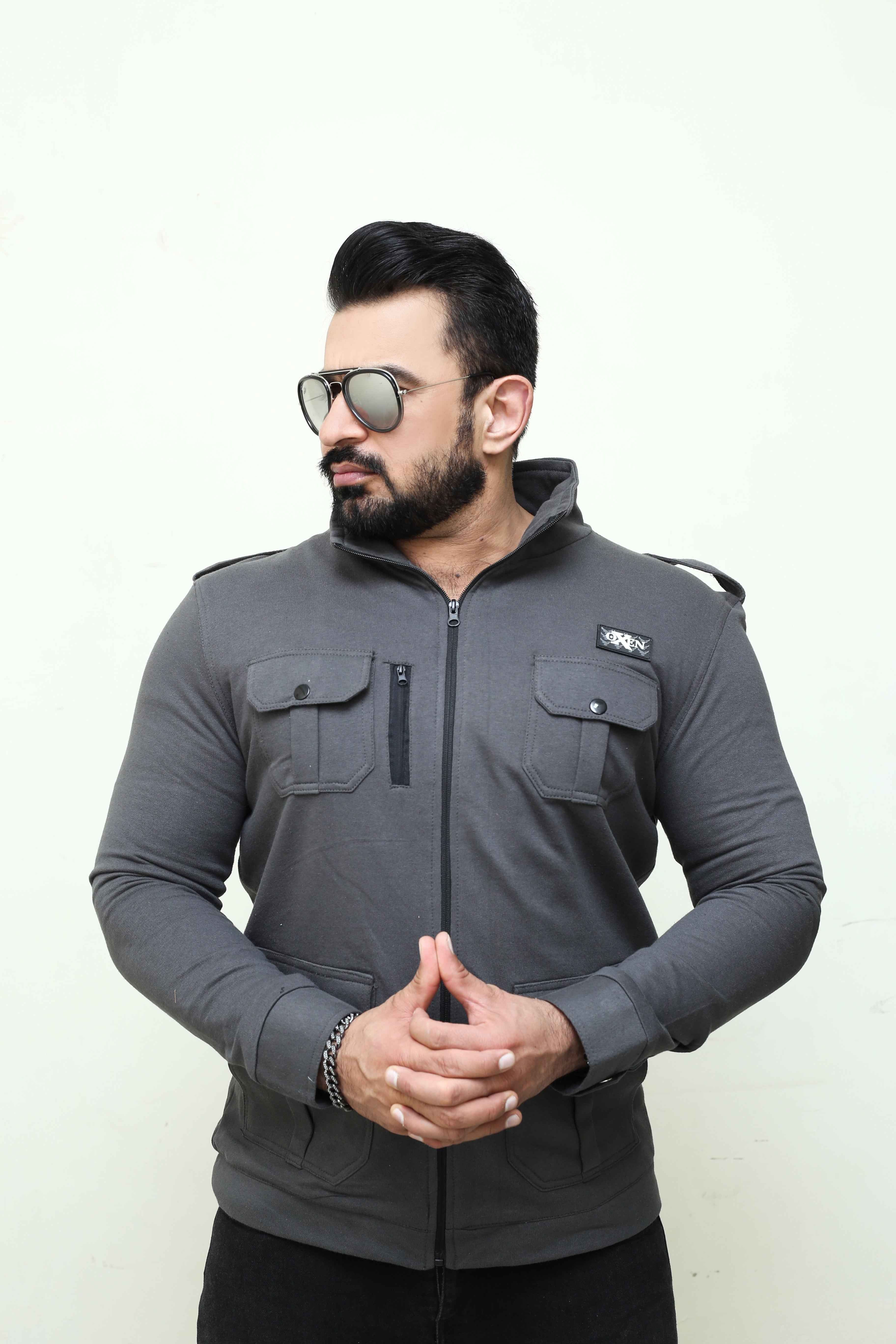 Premium Four Pocket Full Sleeve Grey Jacket # 05 – The Elite Heritage
