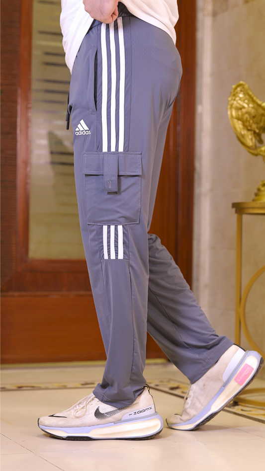 Three Tapes Men's 4 way Stretch-able Lycra Cargo Trousers Grey -OXT#079