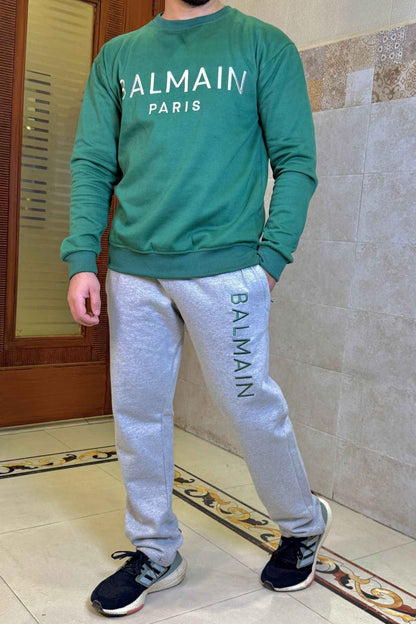 Balmain Paris Elite Green Imported Cotton Fleece Tracksuit (Male & Female )