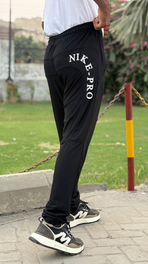 Premium Black Nike Pro Round Print Men's 4 way Stretch-able Lycra Trousers