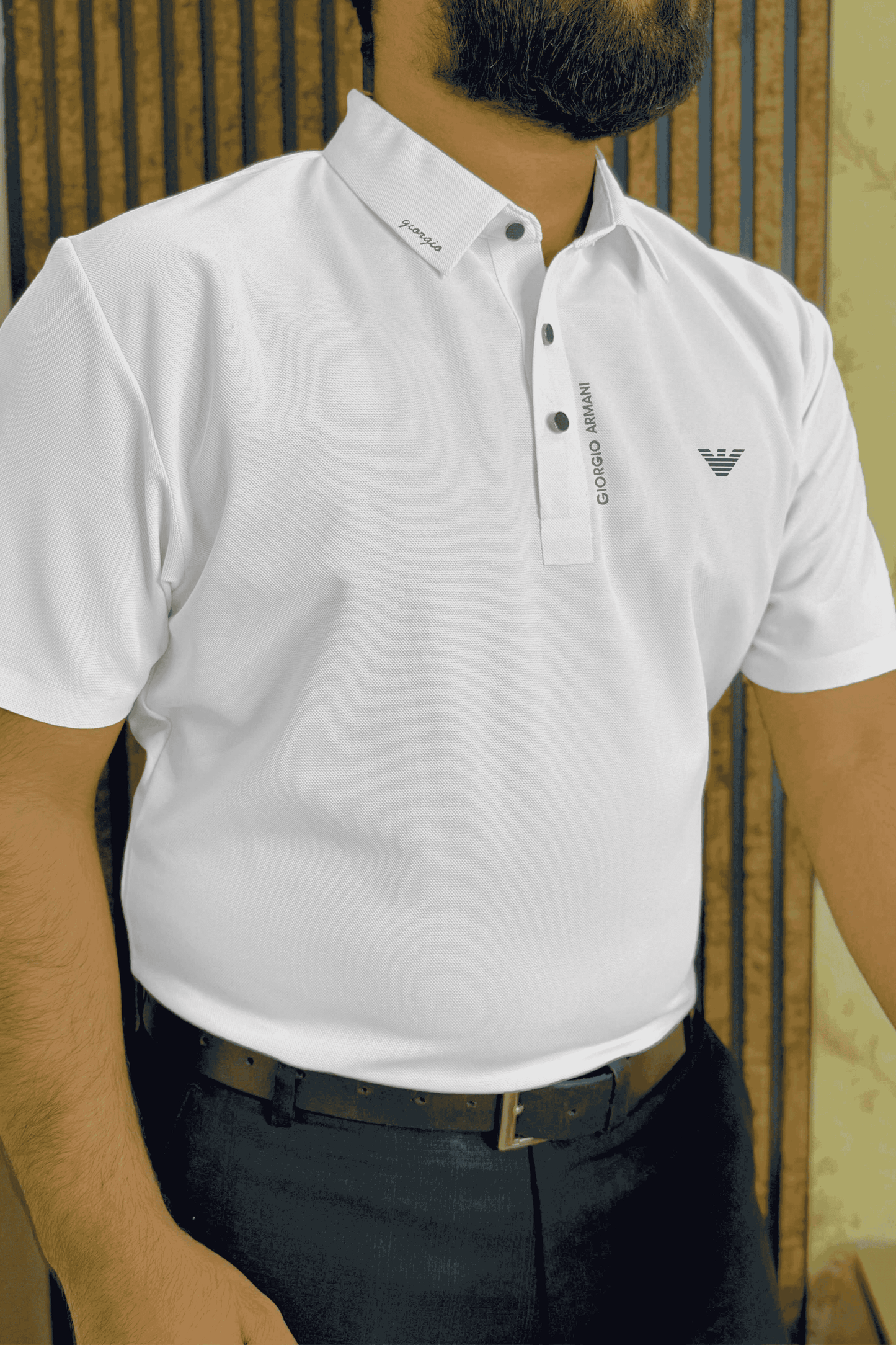 Italian Textured Stitchless Polo Shirt Lvps White