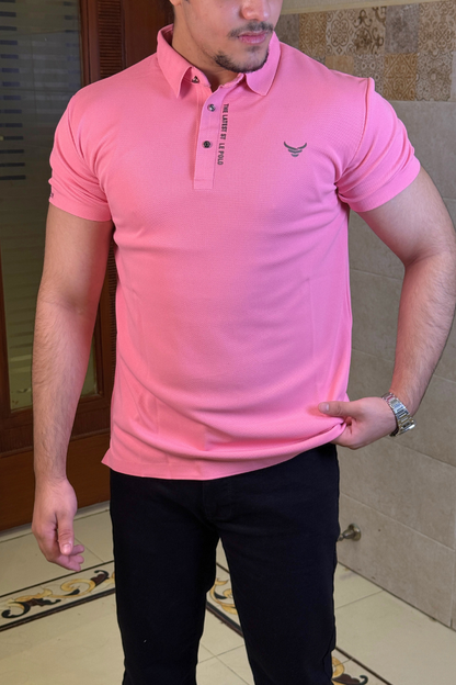 Italian textured seam less Polo Shirts OXT # 13 PINK