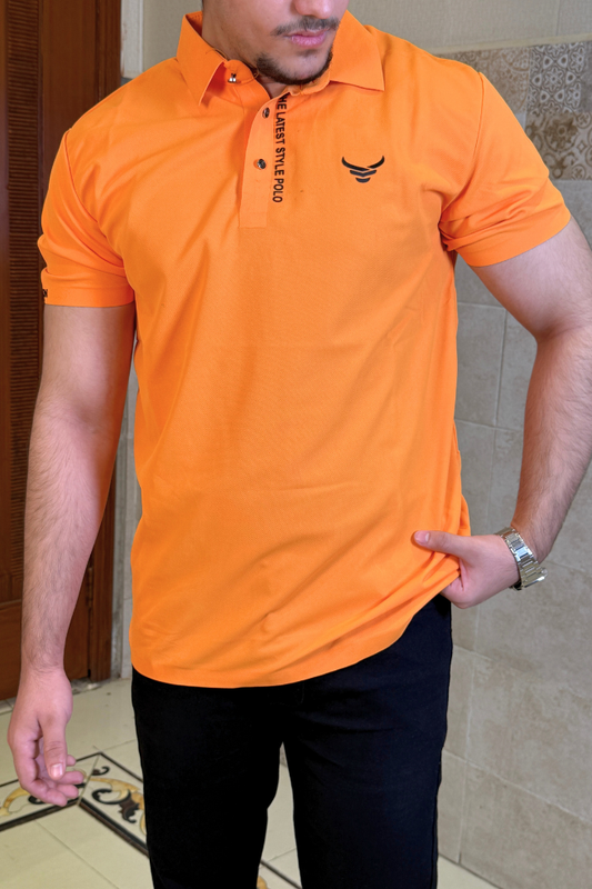 ITALIAN Textured Stitch-less POLO Shirt LVPS ACTIVE ORANGE