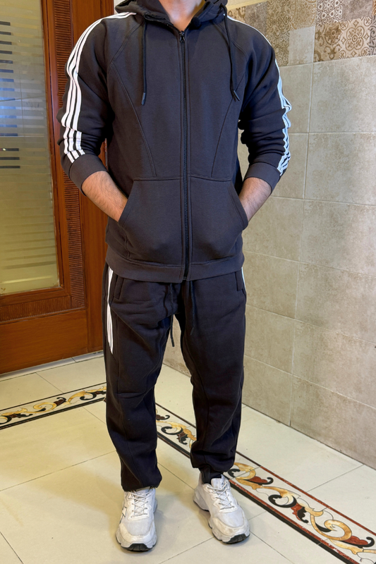 Imported Brown Classic Stripe Winter Tracksuit Unisex – Soft, Warm & Stretchable