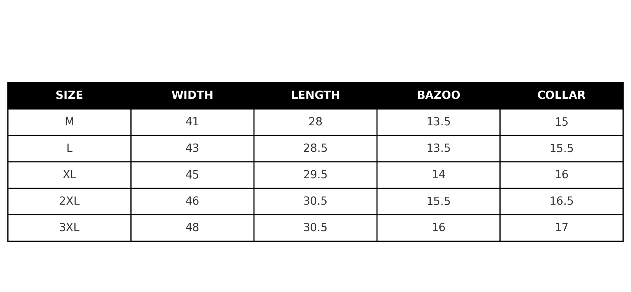 Size Chart Guide