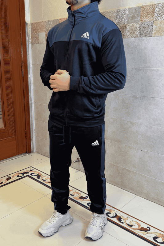 Imported Grey & Black Panel ADIDS Unisex Tracksuit