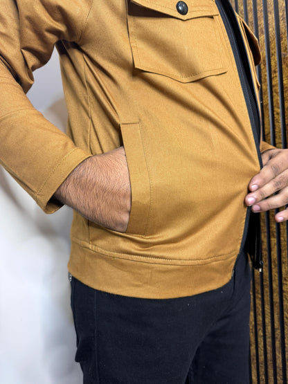 Premium Full Sleeves Cotton Jeans  Mustard Jacket LV#FCJ01