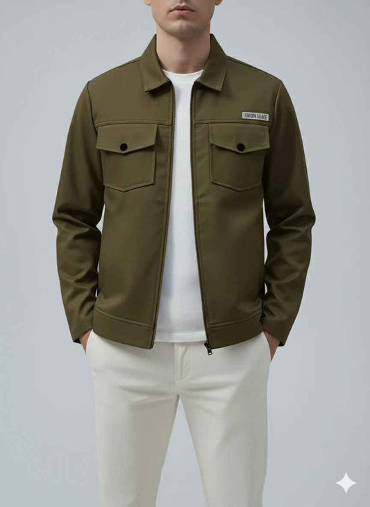 Premium Olive Green  Full Sleeves Cotton Jeans Jacket