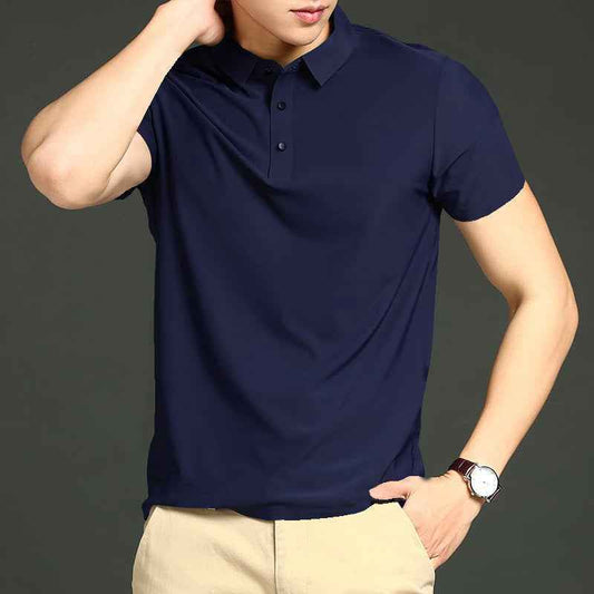 MEN'S IMPORTED DARK NAVY SEAMLESS 4 WAY LYCRA SHIRT LV